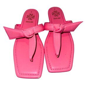 Sam & Libby Pink Square Toe Bow Sandals Size 8 Barbiecore Feminine Travel Preppy